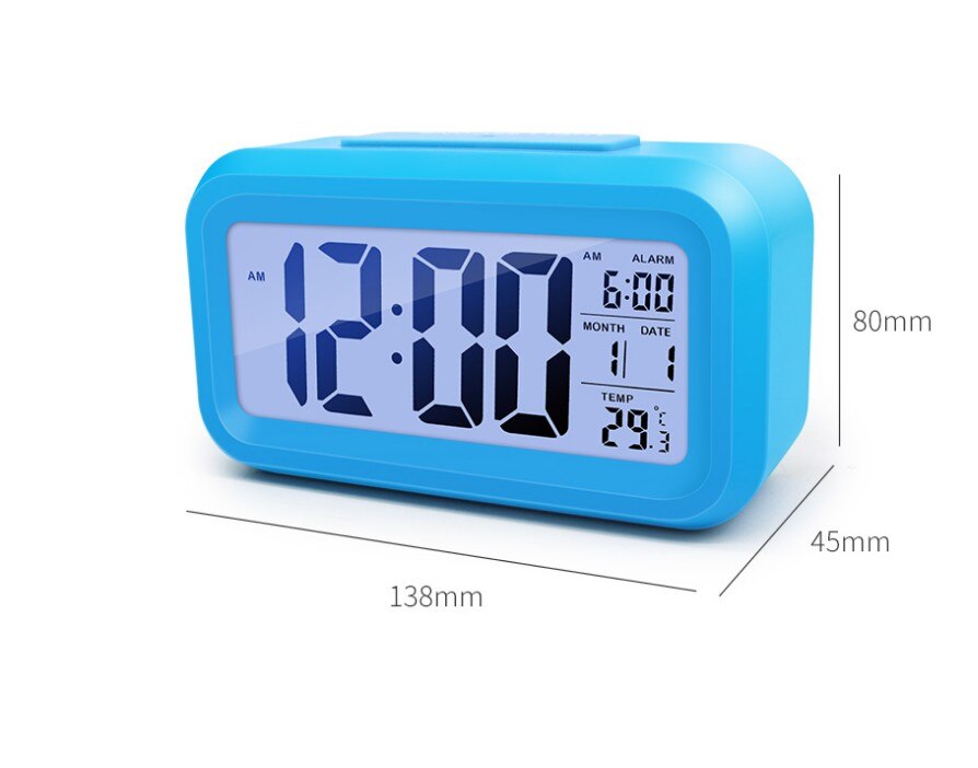 Réveil numérique temps données LCD affichage Snooze fonction électronique rétro-éclairage capteur veilleuse bureau Table étudiant enfants horloge