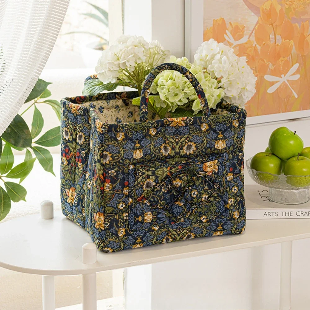 Fabric Storage Basket Washable Storage Baskets Foldable Underwear'S Organizer Frame Pastoral Style Stackable Sundries Container