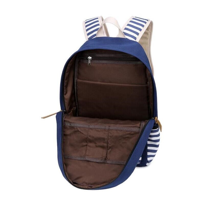 3 pièces noir et blanc rayure vintage toile sac à dos fille cartable enfants sac à dos sacs d'école pour filles sac à bandoulière porte-crayon