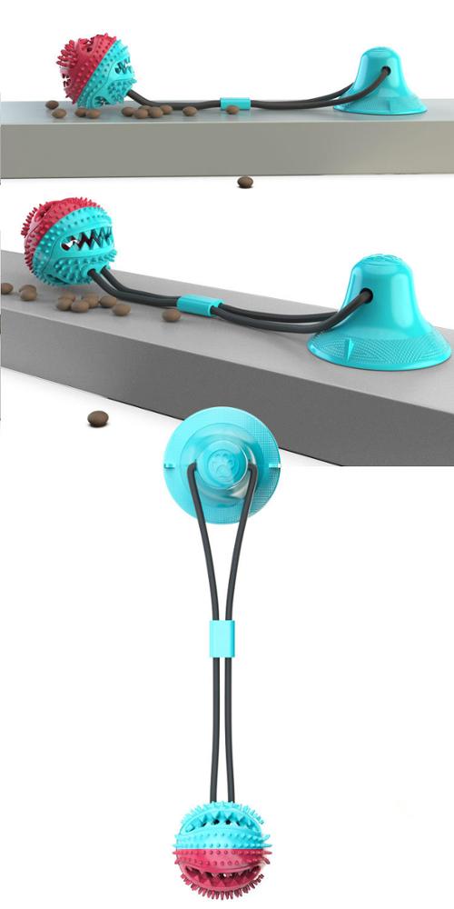 ZACOR Interactive Ropes Toys Multifunction Pet Dog Molar Bite Toy Self-Playing Rubber Chew Ball Toy with Suction Cup