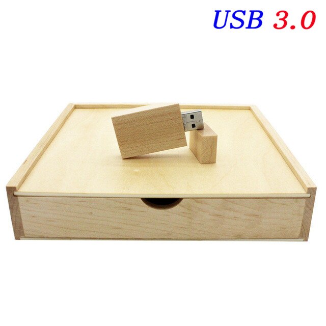 JASTER Holz Foto Album Box USB 3,0 Stick DIY Gravierte Logo Hochzeit Speicher: 4GB / Maple wood