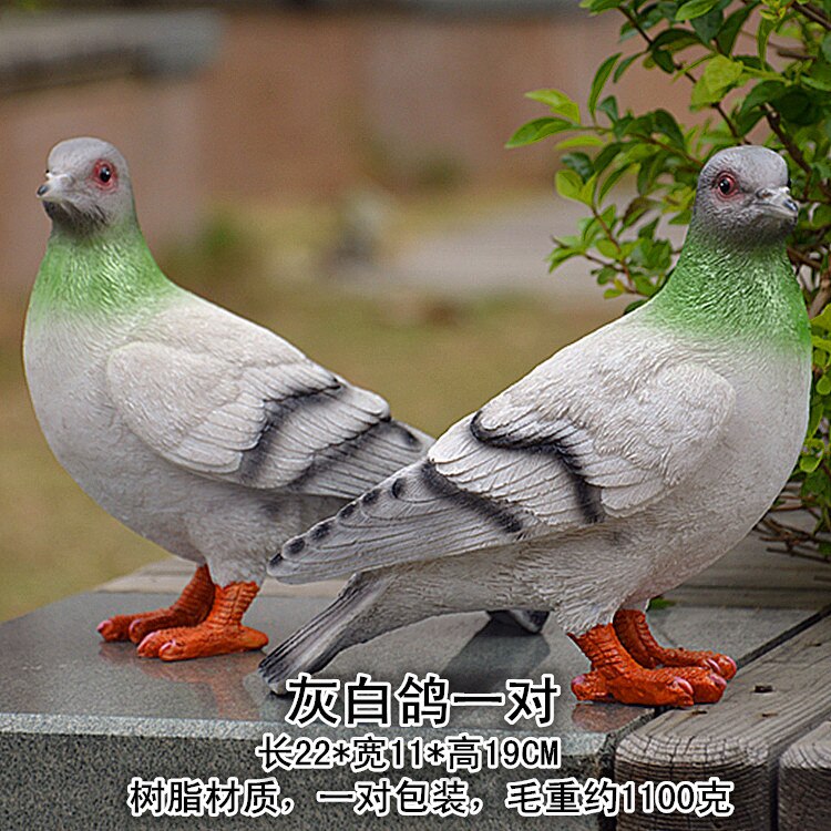 2 pcs High imitation outdoor garden pigeon statue,Resin animal modern art sculpture，Home garden decoration peace dove statue: 2