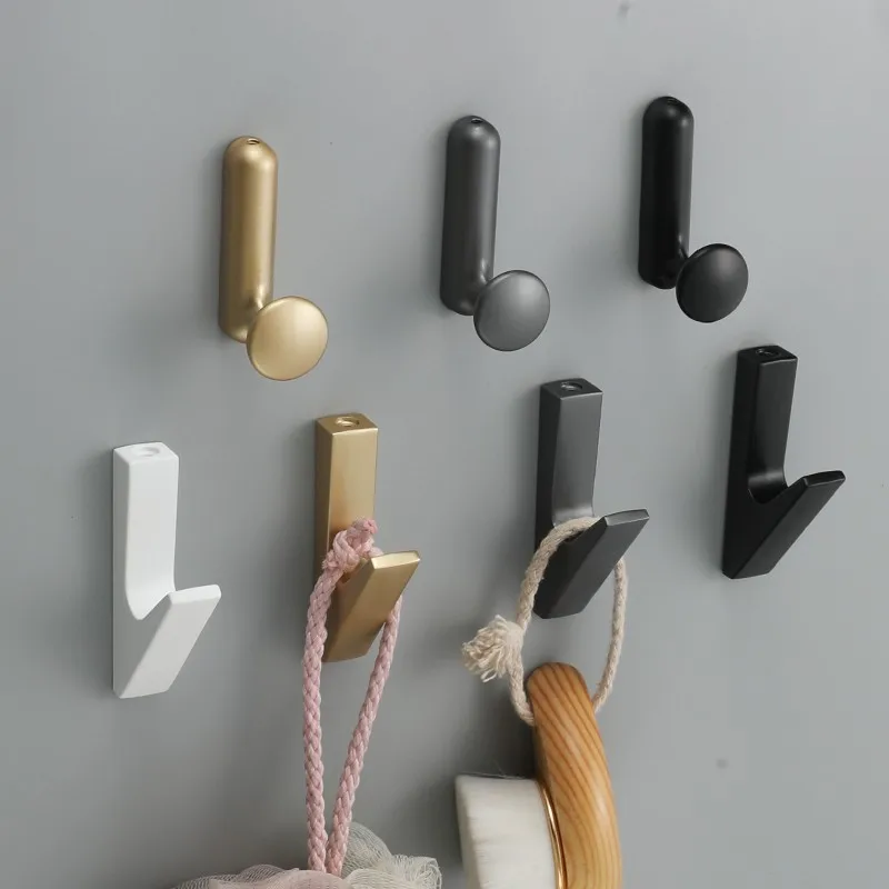 Ganchos de parede autoadesivos de metal fosco, acessórios de banheiro, ganchos de casaco, toalha, criativo para chave, chapéu, bolsa, gancho decorativo para casa