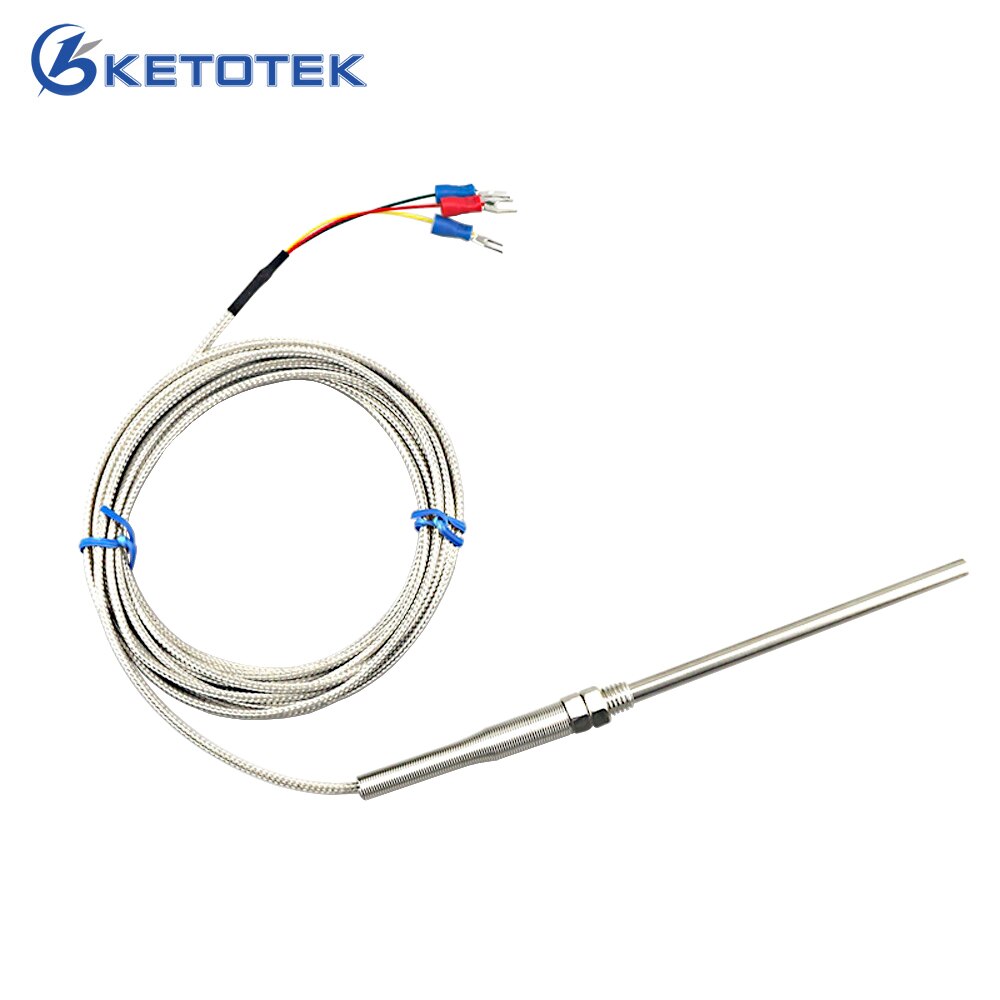 PT100 probe 2m RTD Cable Stainless Probe 100mm 3 Wires Temperature Sensor -50 C to + 400 C: Default Title