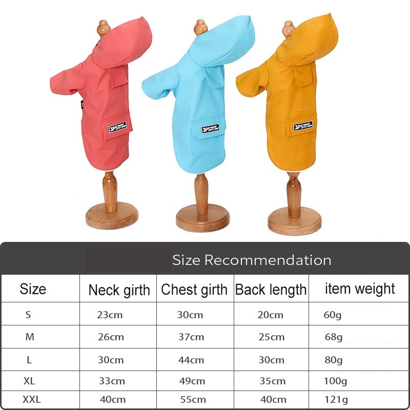 Hooded Rain Coat for Dogs Cats Raincoat Four-Legged Waterproof All-Inclusive Dog Pet Raincoat for Chihuahua Bulldog
