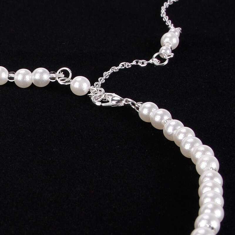 Eenvoudige Ketting Gesimuleerde Parel Lange Ketting Backless Jurk Accessoires Sieraden Gelaagde Terug Bruiloft Bruid Sieraden