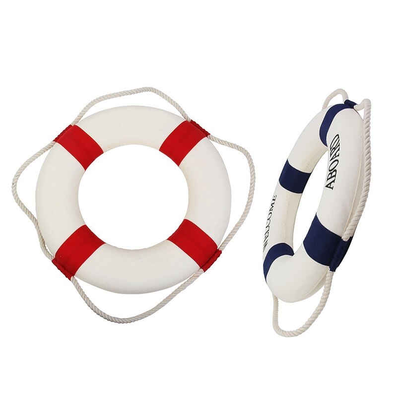 2 Stck Dekorative Willkommen ein Bord Nautische Rettungsring Ring Wandbehang Heimat Dekoration (Blau, 35cm & verrotten, 20cm)