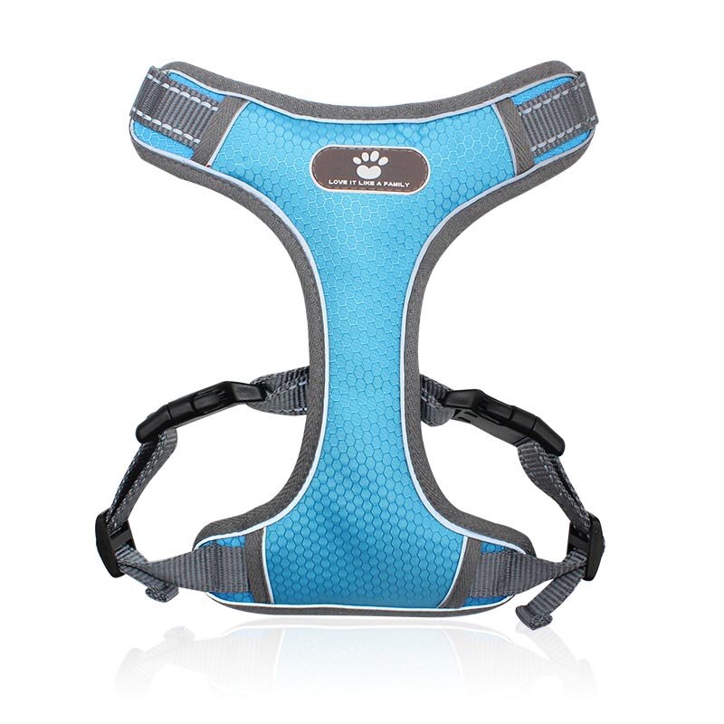 Dog Harness Vest Breathable No Pull Dog Training Harness Adjustable Reflective Harness small dog Pug Labrador Walking Training: light blue / L