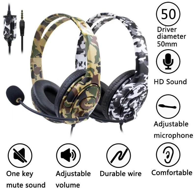 For PS4 Wired Gaming Headset Headphones Earphones with Noise Cancel Microphone for PlayStation 4 PS4 X-ONE PC Phone and Laptop