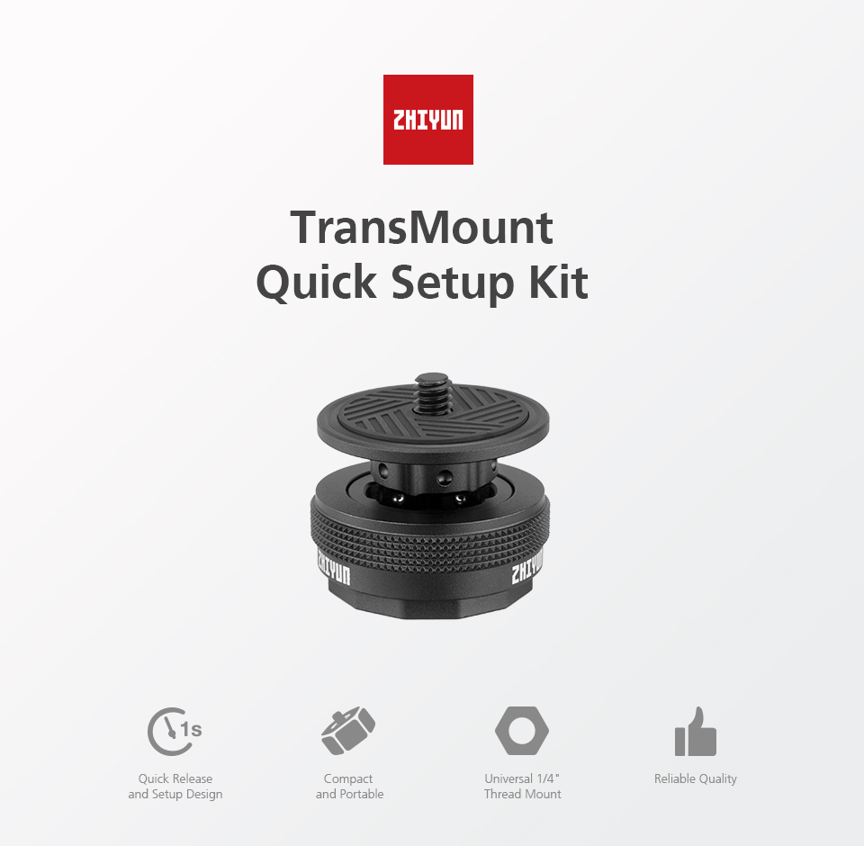 Zhiyun TransMount Kit de configuración rápida para Zhiyun Weebill LAB S 3 ejes cardán Crane 2S y trípode Monopod con 1/4 accesorios de tornillo