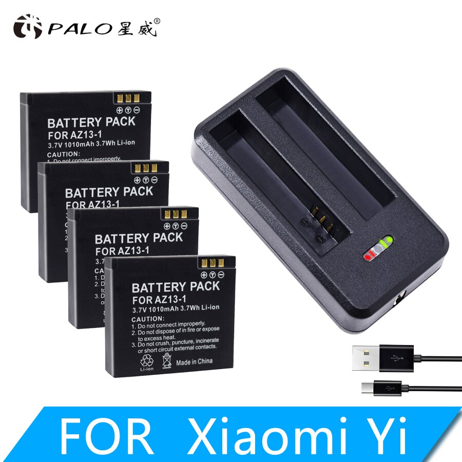 AZ13-1 1010mAh Battery with USB Charger for Xiaomi Yi, Action Camera Spare Battery original action camera battery: 4battery and charger