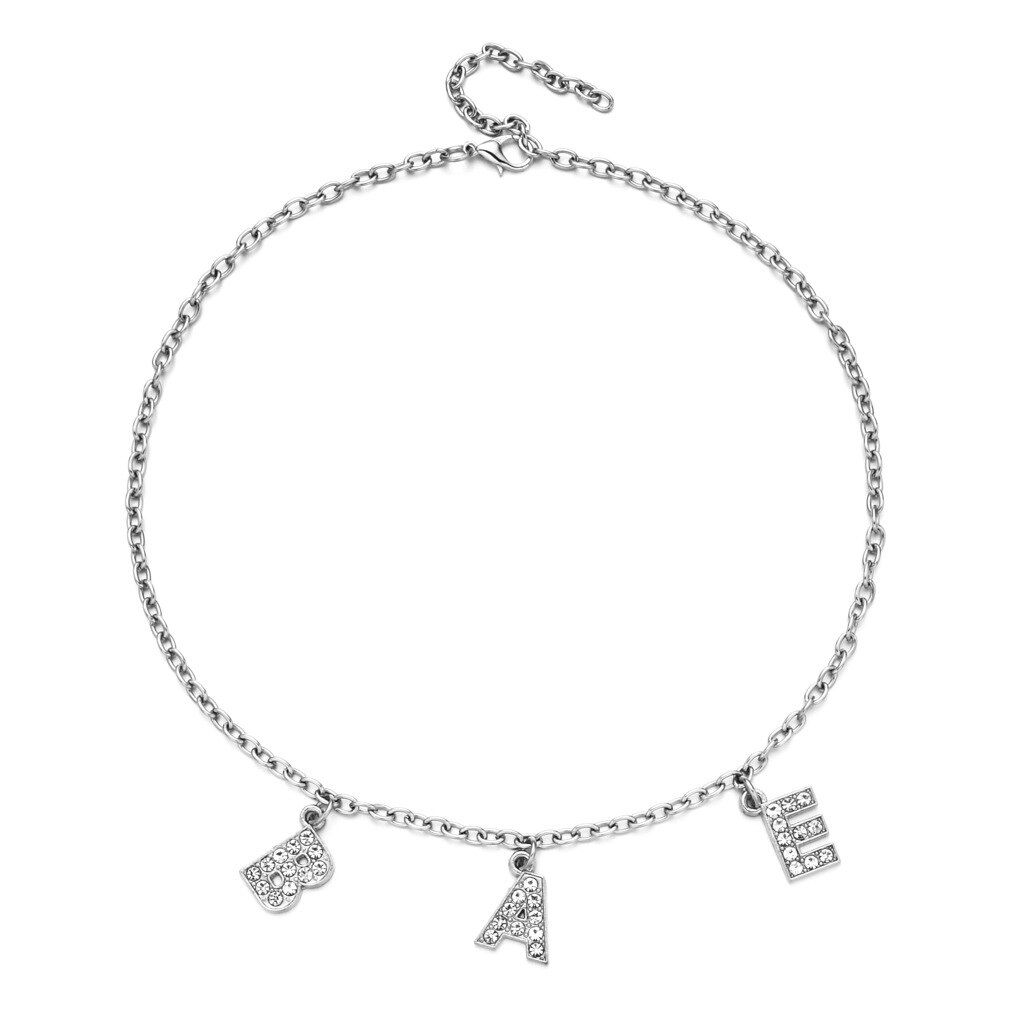 ¡Nueva tendencia! Colgante de plata con letras del alfabeto Bitch, collar llamativo para mujer, cadena de clavícula para , accesorios de joyería: BAE