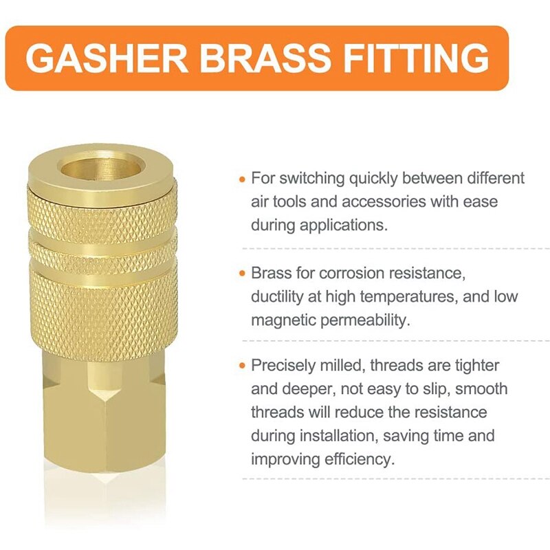 12Pcs 1/4-Inch Messing Vrouwelijke Industriële Koppeling, 1/4 Inch Npt Threads, quick Connect Air Coupler