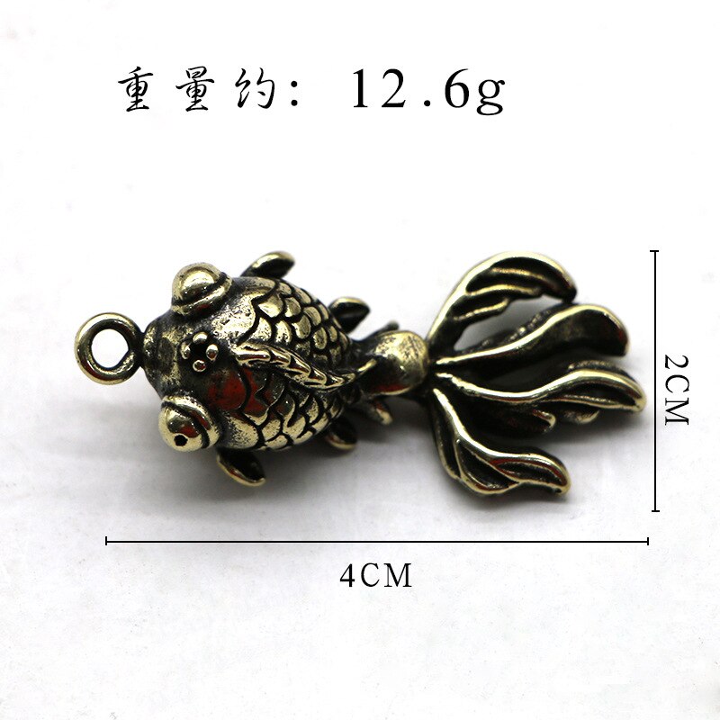 Pure copper hand-made old keychain solid goldfish lucky fish hollow gourd pendant chain car pendant retro craft ornaments