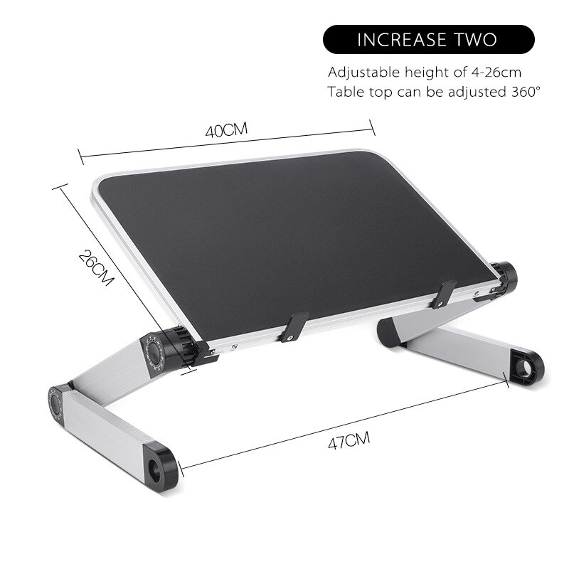 Adjustable Computer Table Aluminum Alloy Laptop Desk 360 Degree Laptop Stand Foldable Computer Table Stand Tray Notebook Stand: Black A