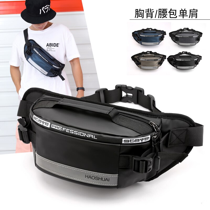 Anti Diefstal Mannen Riem Bodybag Grote Capaciteit Hip Reflecterende Strip Enkele Schoudertas Mannen Messenger Bag Nylon Trendy borst Zak