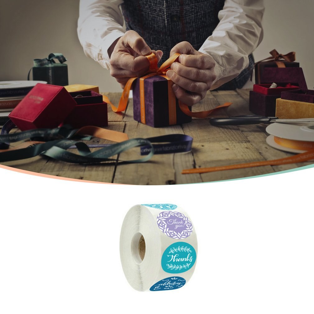 Installeren Diy Dank U Bloemen Patroon Bruiloft Decoratie Stickers Koperen Plaat Zelfklevend Materiaal Ronde 1 Inch