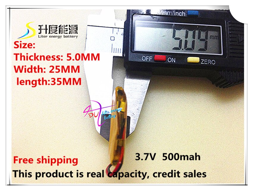 10 stücke [L051] 3,7 V, 500 mAH, [502535]; polymer lithium-ion/Li-Ion batterie für GPS, mp3, mp4, mp5, dvd, bluetooth, modell flugzeug