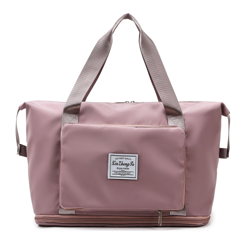 Bolsa plegable de almacenamiento de gran capacidad, bolsas de viaje, bolso de equipaje de mano, bolsa de lona impermeable, bolsos de hombro para mujer: Gris oscuro
