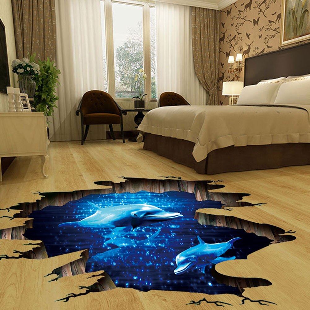 Søte delfiner hav sjø dårlig vegg klistremerker 3d veggmalerier vinyl kunst dekaler