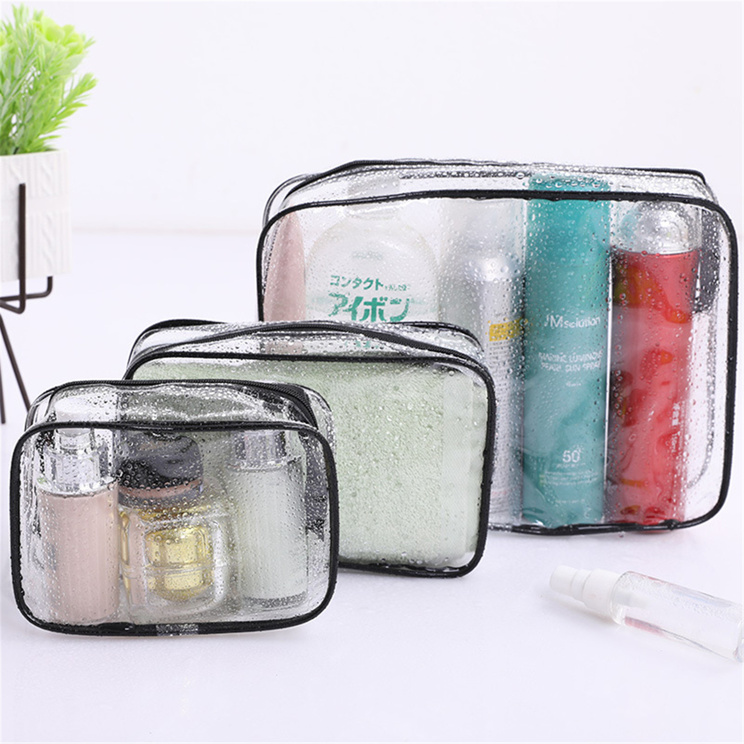 4 Pezzi Borsa Cosmetici Trasparente, Borse da Toilette Trasparente PVC