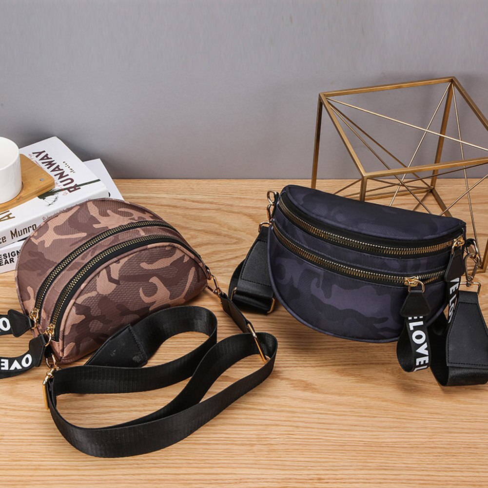 Nylon Fanny Heuptas Vrouwen Halve Cirkel Casual Rits Vrouwelijke Borst Crossbody Pack Messenger Bags Sling Borst Pakken