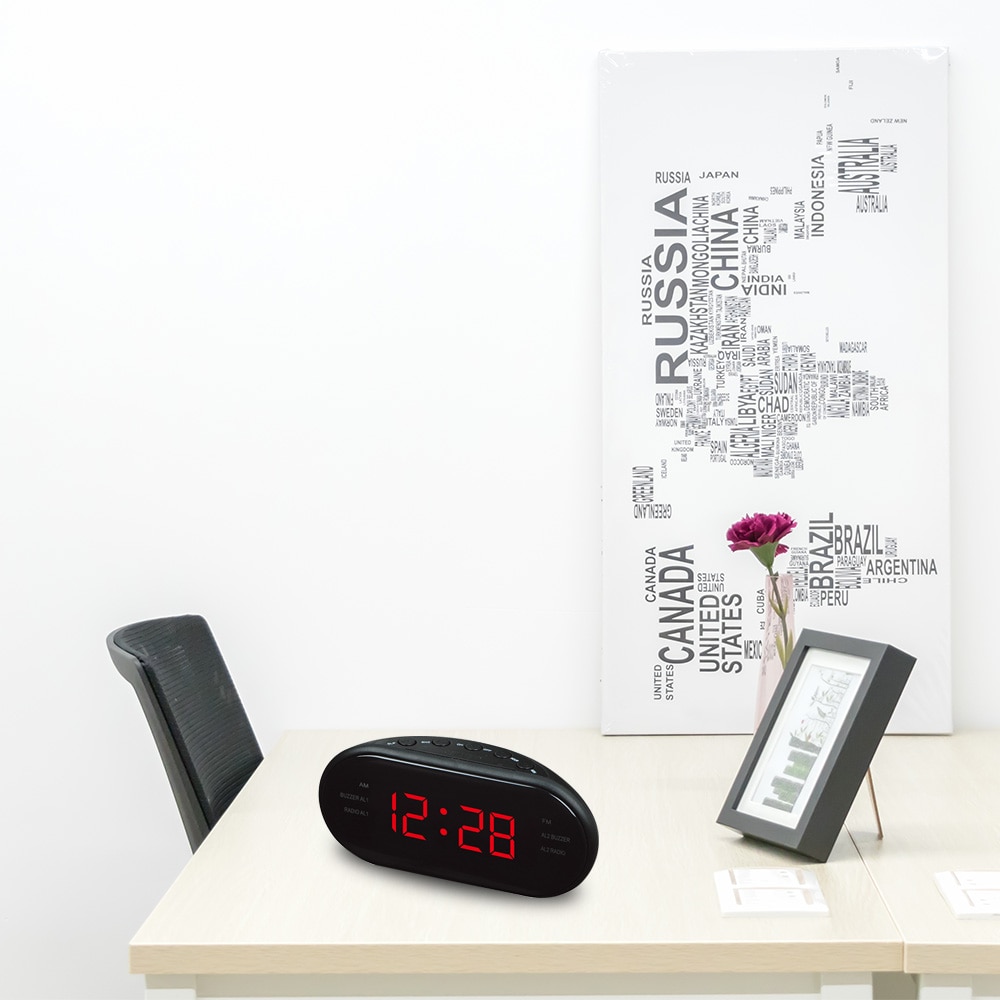 Horloge électronique AC 220v/ 50hz AM/FM horloge LED, horloge électronique de Table, Radio, fournitures de bureau et maison, prise ue alarme bureau