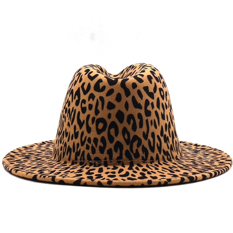 Wide Brim Leopard Red Bottom Fedora Ladies Wool Felt Hat Women Men Party Trilby Jazz Church Hats Patchwork Panama Cap