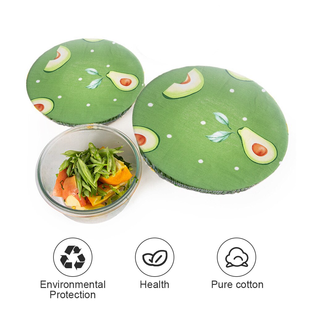 3 Pcs Wasbare Stofkap Herbruikbare Katoenen Kom Cover Servies Kom Opbergtas Vers Houden Doek Picknick Voedsel-behoud
