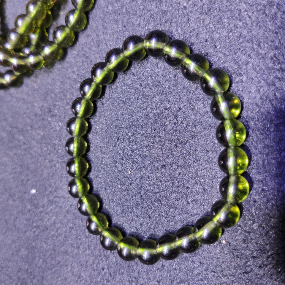 8mm grønne perle moldavite meteorit slagglas tjekkisk armbånd