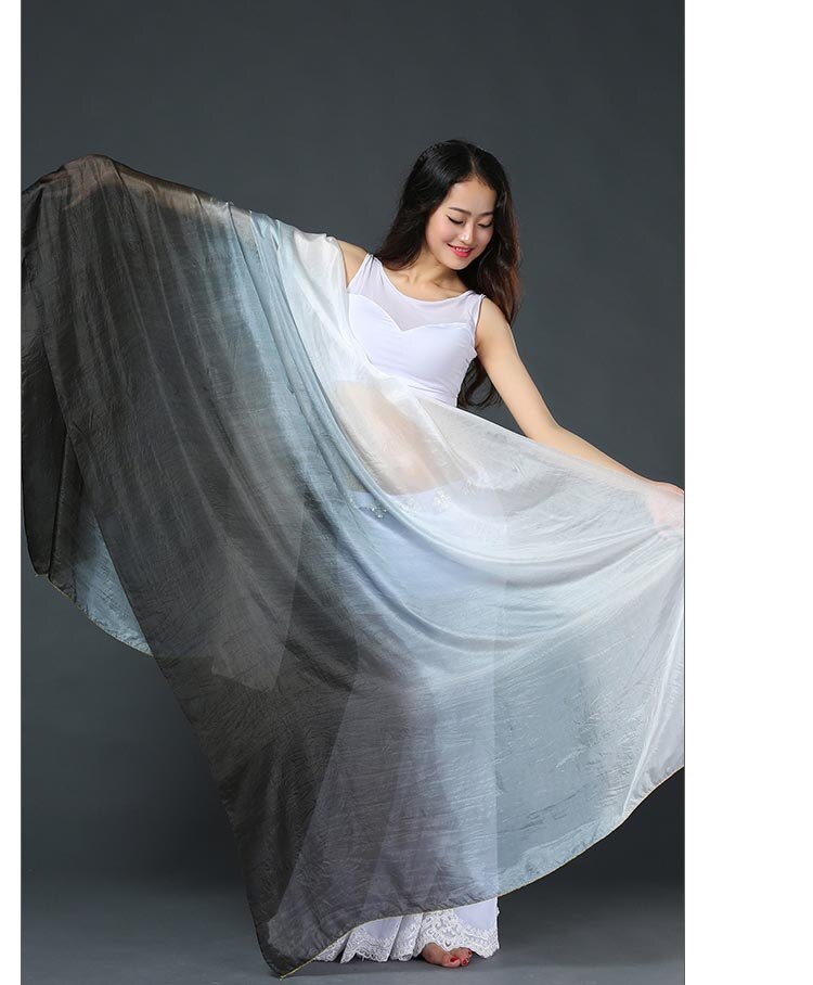 SJ005-velo de danza del vientre para mujer, de seda de tamaño de 260x114cm, velos de baile profesionales para mujer, accesorios para actuación en escenario, SJ005: SJ005E