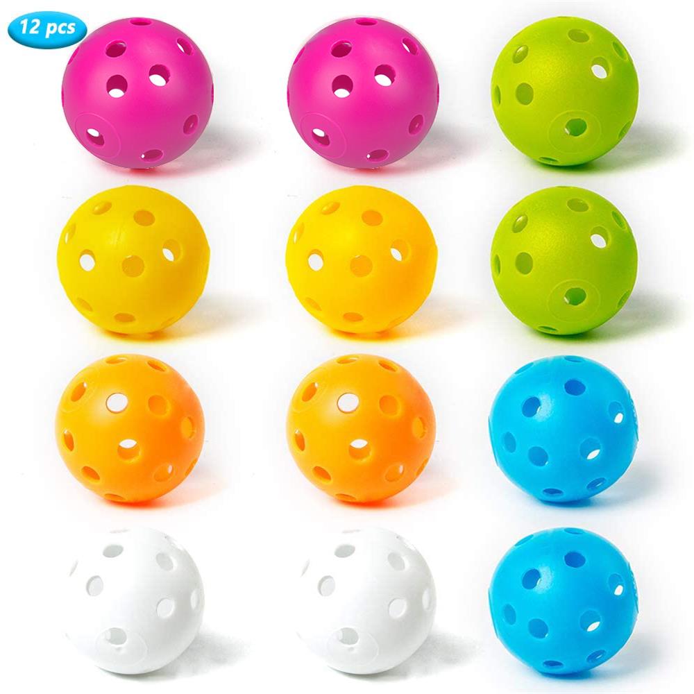 Pelotas para practicar Golf, pelota hueca de plástico para entrenamiento, de colores, de flujo de aire, para practicar, rango de conducción, 12 Uds.: Blanco