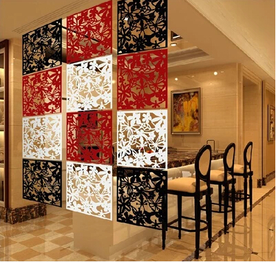 Curtain wall panels hanging hollow wood screen mobile living room entrance minimalist Chinese folding screen