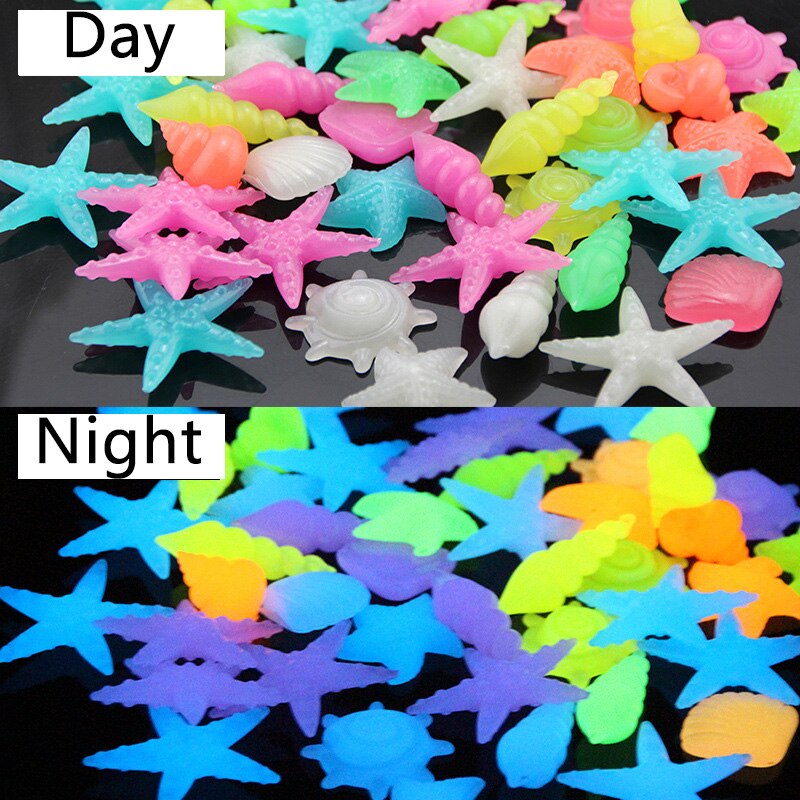 50 Pz/lotto Giardino Luminoso Raggiante Pietra Rocce di Ghiaia incandescenza in il buio per Passerelle Piante D'acquario Prato Acquario arredamento Misto