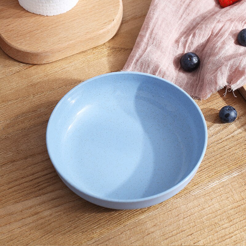 Pajita de trigo de color sólido de estilo japonés, plato de Sushi para aperitivos, mesa de comedor redonda, plato de basura, accesorios de cocina: Blue (single)