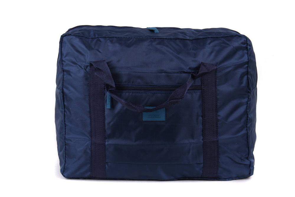 Grote Capaciteit Opvouwbare Reistas Nylon Opbergzakken Hand Bagage Voor Mannen & Vrouwen Travel Duffle Totes Kledingkast Organizer: navy blue