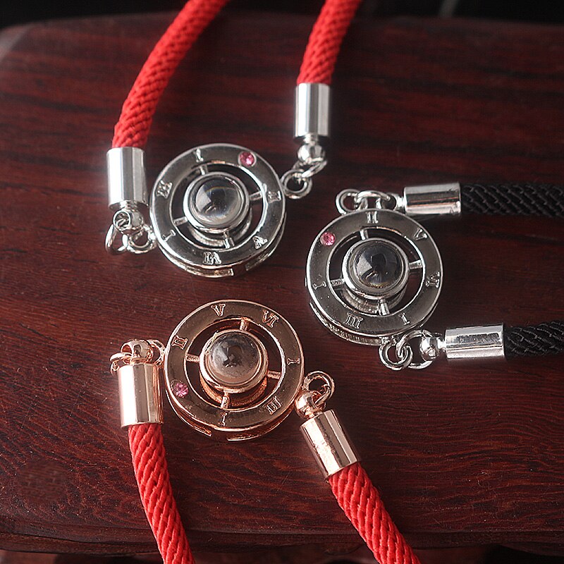 Para biżuteria 100 język kocham cię bransoletka projekcyjna romantyczne ręcznie bransoletki z rzemykami bransoletki dla kobiet mężczyzn biżuteria