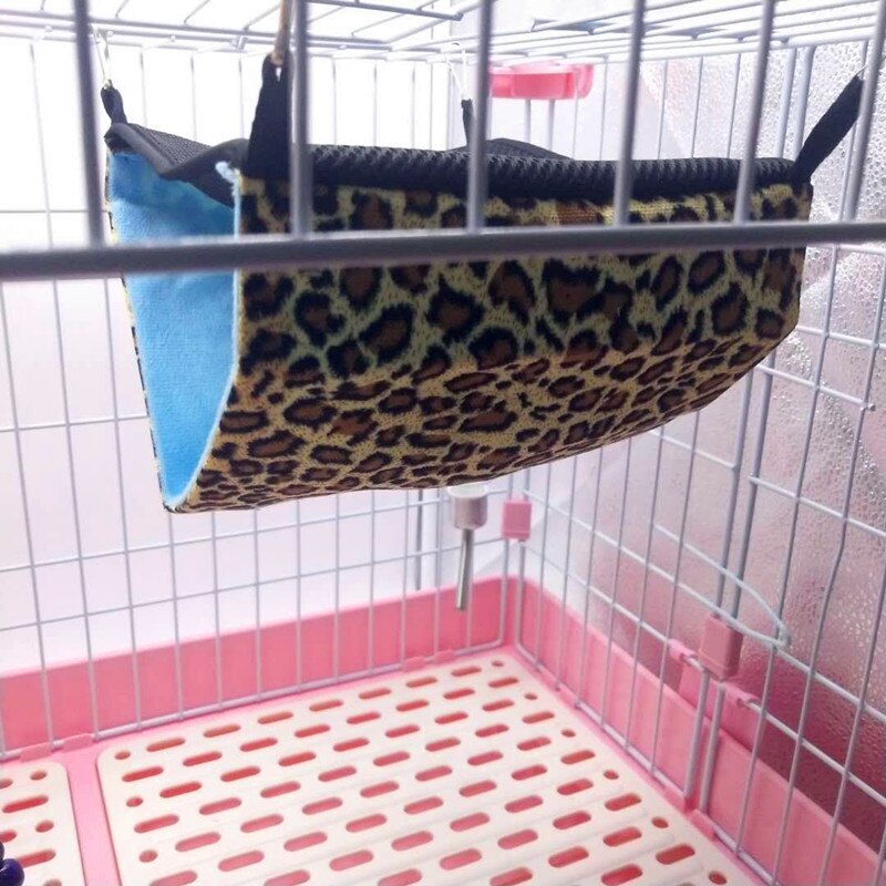 Hamster Squirrel Hammock Small Animals Summer Autumn Breathable Durable Canvas Double Layer Hanging Sleeping Cages Pet Supplies: Leopard print / 10x10x7.5 cm