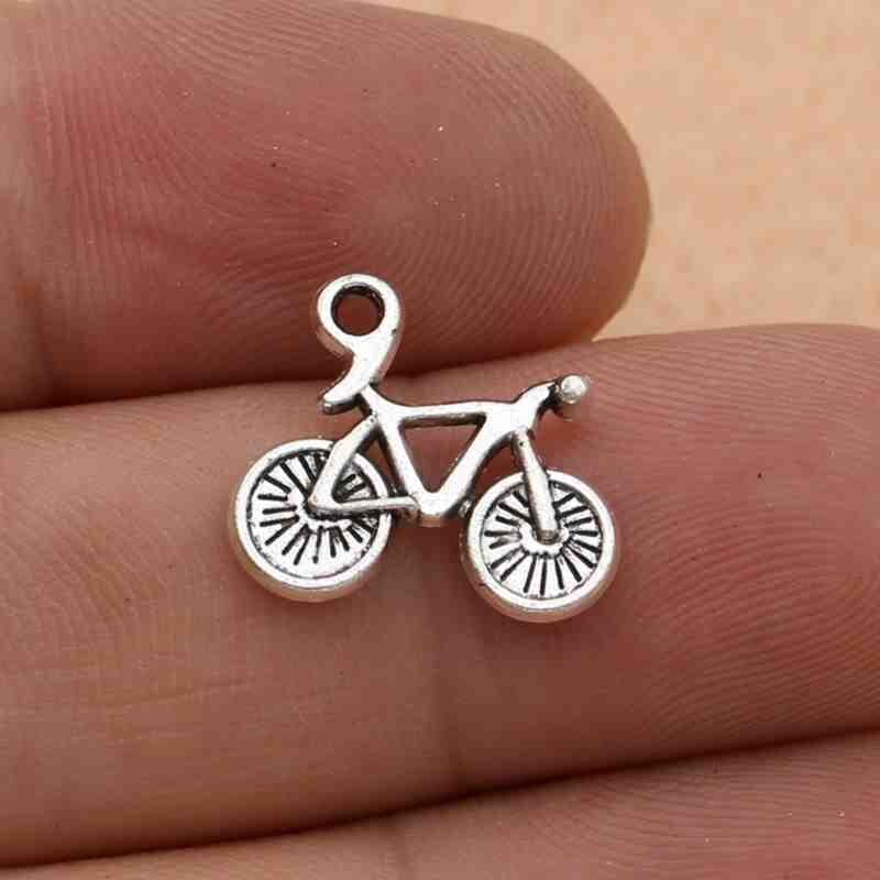 10 stk antik forsølvet cykel charms vedhæng armbånd halskæde smykker fremstilling tilbehør gør-det-selv 20 x 19mm: S3