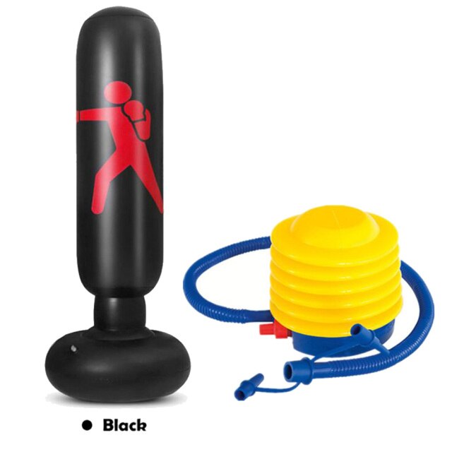 Free Standing Inflatable Boxing Punch Bag Kick MMA Training Indoor Kids Adults Kids Adults Fill With Air Water Sand Bag Optional: Black