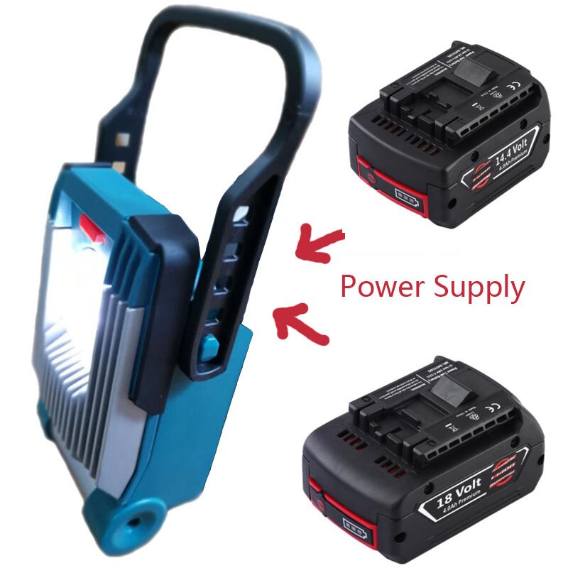 Li-ion batteri led arbejdslampe flash site lampe fakler kan drives af maikita dewalt bosch milwaukee  m18 18v li-ion batteri: Bos