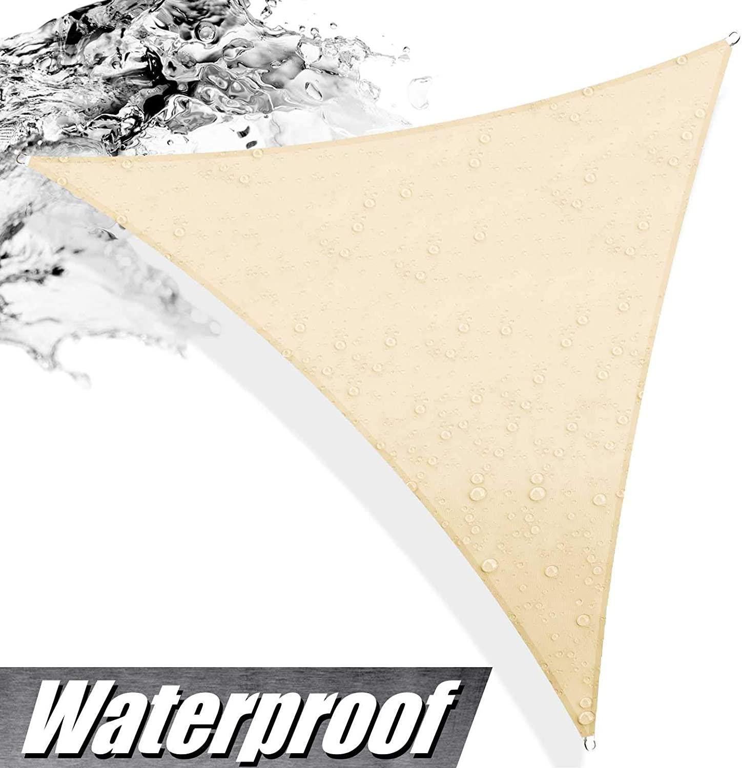 Beige Sun Shade Sail Canopy Awning, 95% UV Blockage Water Permeable, Commercial & Residential, for Patio Yard Pergola