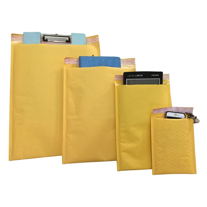 50Pcs Yellow Kraft Bubble Bag Packaging Paper Bubble Mailers Waterproof Padded Envelope Business Office Bags