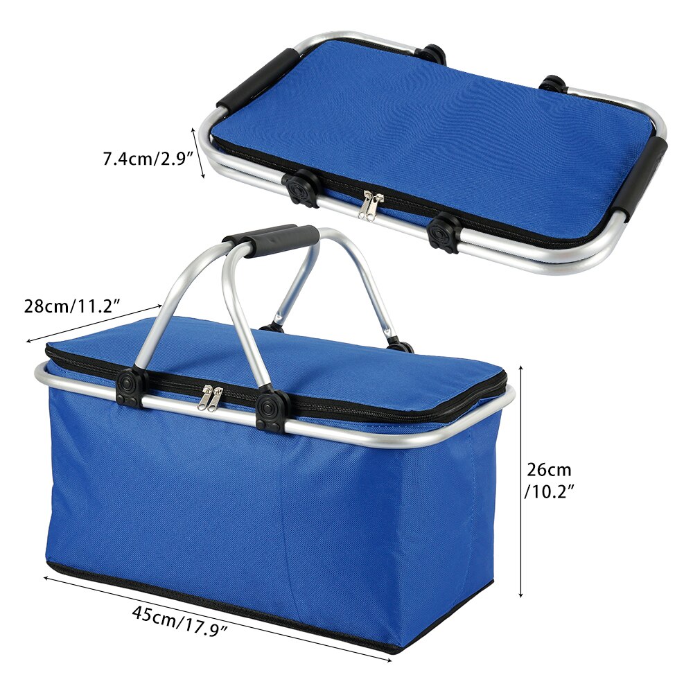 32L Folding Picnic Camping Lunch Bags Insulated Cooler Bag Cool Hamper Storage Basket Bag Box Outdoor Portable Picnic Basket