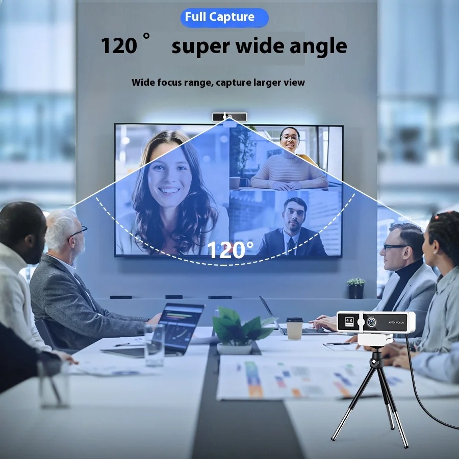 4k pro full hd-webbkamera 4000 x 3000 kontorsmöteskamera live för pc, bärbar dator, telefon, stationär dator, miniwebbkamera, gratis infällbart stativ