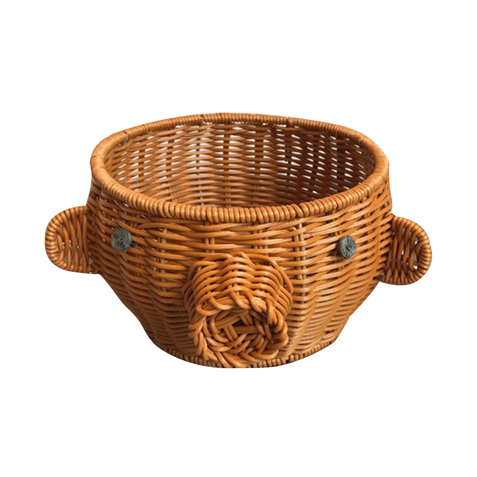 Rattan Woven Fruit Basket Cute Shape Fruit Bowls Tray Vegetable Snack Basket Novelty Animal Shaped TUE88: Piglet