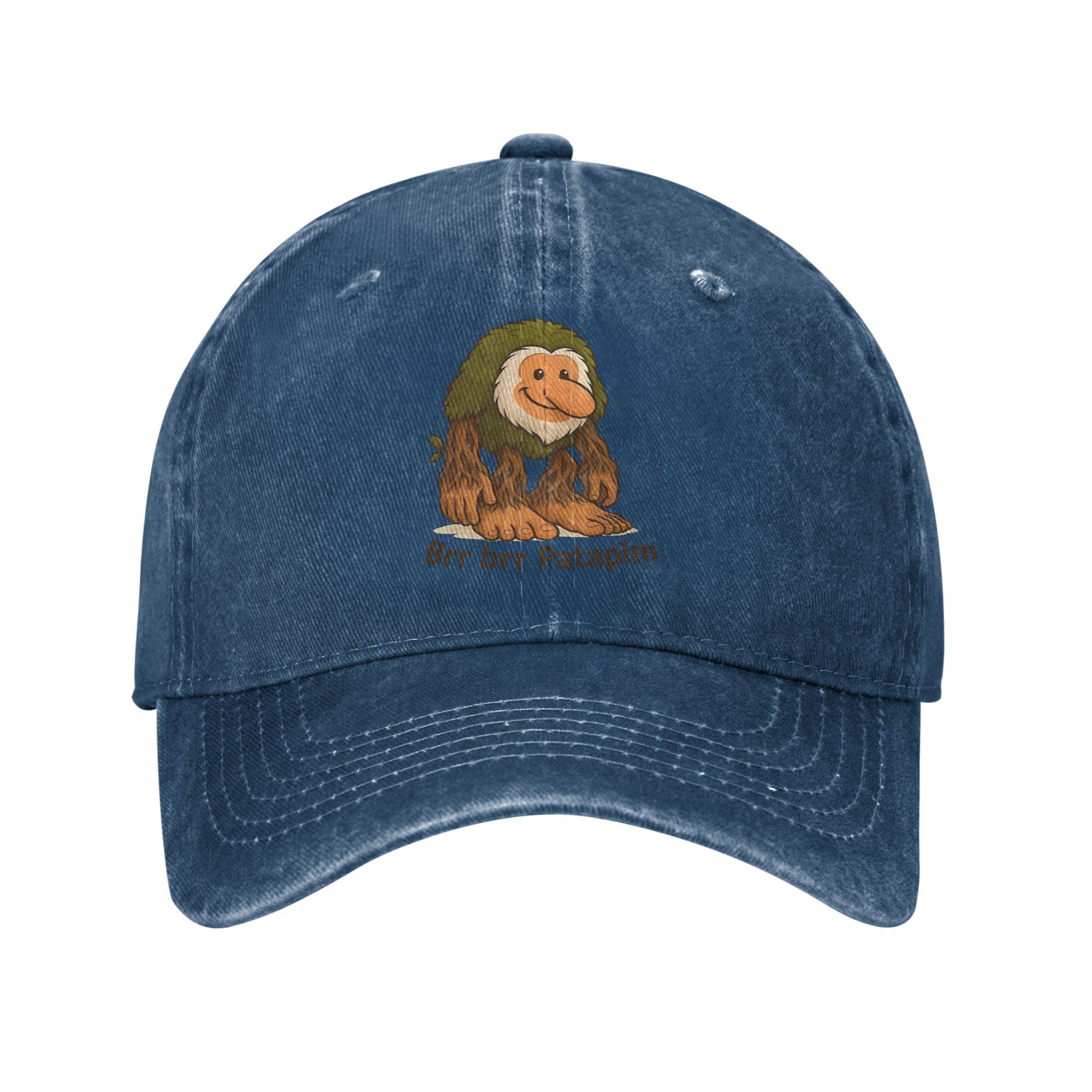 Brr Brr Patapim Meme Baseball Caps Distressed Denim Gewassen Italiaanse Brainrot Memes Snapback Hoed Unisex Caps Hoed: Marineblauw