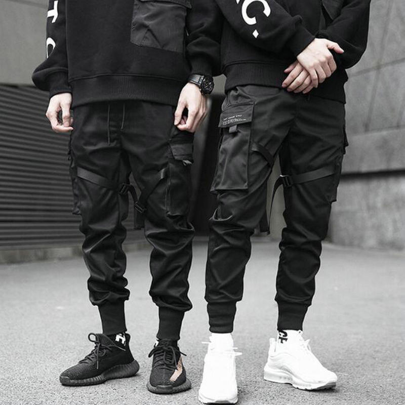 Harem Joggers Mannen Cargo Broek Streetwear Hip Hop Casual Zakken Linten Track Broek Mannelijke Harajuku Mode Broek