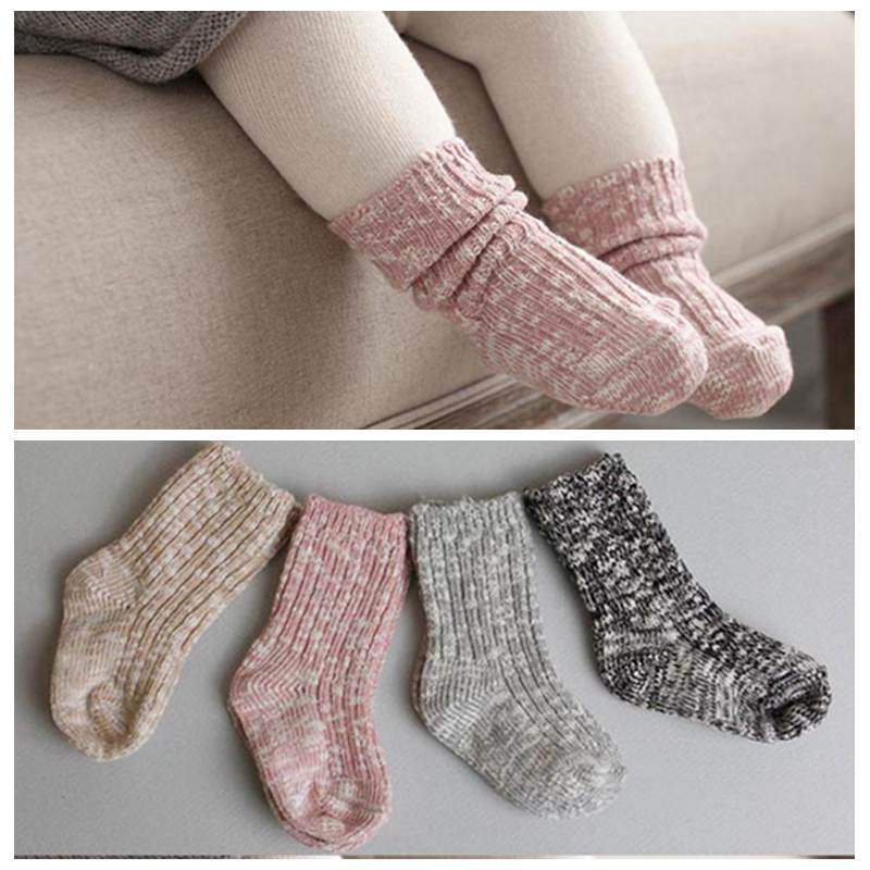 Winter Warme Baby Socken Calcetines Gemischt Farbe Gestrickte Socken Neugeborenen Baby Junge Mädchen Dicke Socken