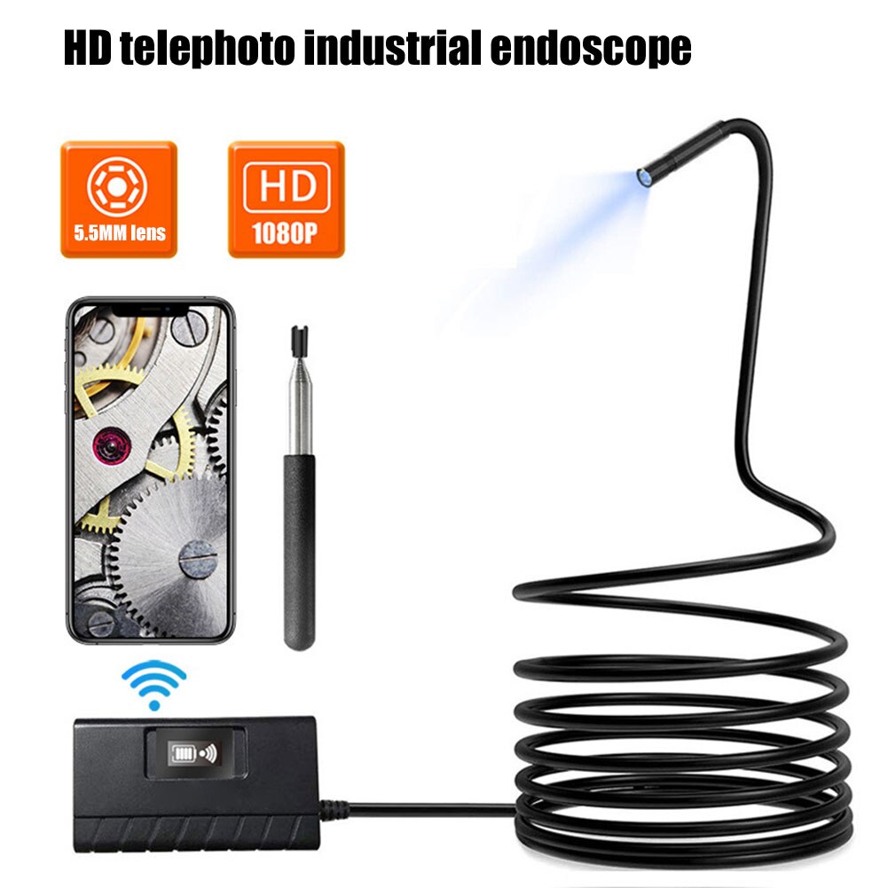 Maintenance Portable Visual Inspection Camera 3.5m 6LED Measurement WiFi Borescope Waterproof 1080P HD Endoscope For IOS